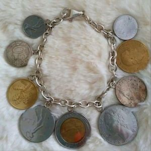 VINTAGE STERLING SILVER BOHO,GYPSY STYLE AUTHENTIC ITALIAN LIRA BRACELET